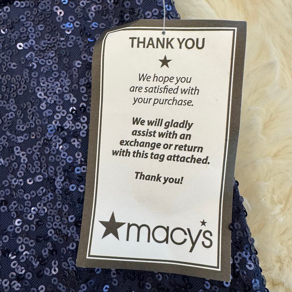 NW Nightway One Shoulder Sequin Formal Gown Navy Blue 6 NWT - Picture 7 of 13